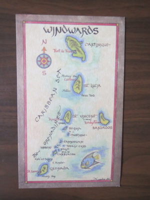 Windward-saaret Karibia karttakortti 1980-luku