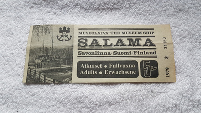 Vanha pääsylippu Museolaiva SALAMA 1979