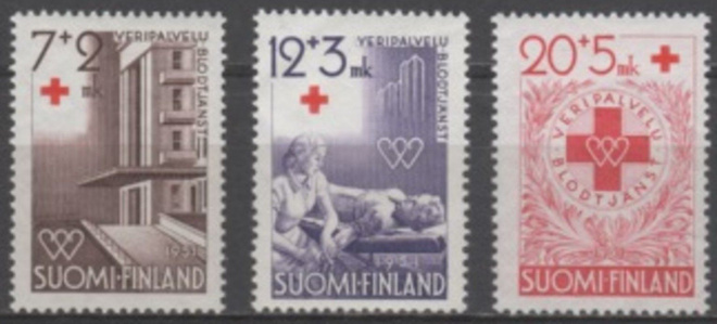 (S0619) Punainen Risti, 1951. Norma 411–413. Leimaamattomat