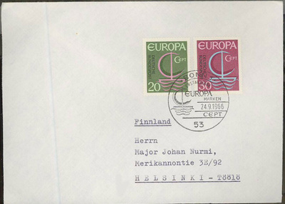 BRD Mi 519-20 FDC Suomeen