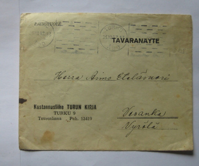 Tavaranäytekuori 1940-luvulta