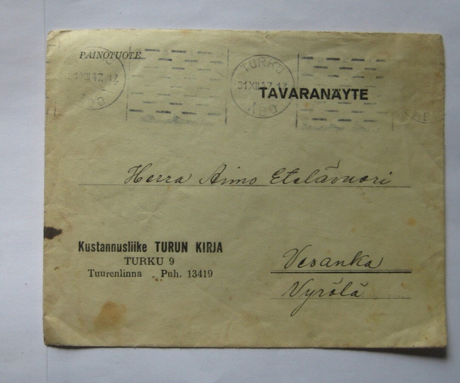 Tavaranäytekuori 1940-luvulta