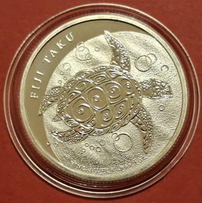 1 oz 999 hopeaa: Fiji, merikilpikonna. (KD4)