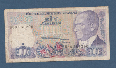 Turkki 1000 Turkinliiraa..käytetty
