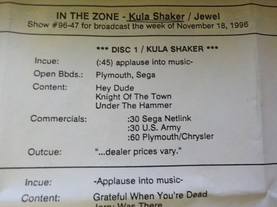 KULA SHAKER - IN THE ZONE LIVE CONCERT RADIOSHOW CD rare