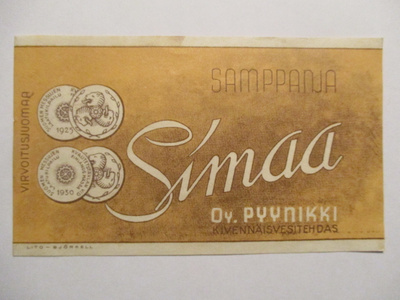 VANHA JUOMA ETIKETTI - SAMPANJA SIMAA O.Y PYYNIKKI(AB11)