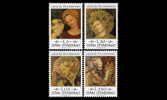 San Marino 1055-8 ** Taidemaalari Gentile da Fabrianon (1973