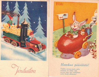 Häkäpönttö. Kaksi vanhaa korttia