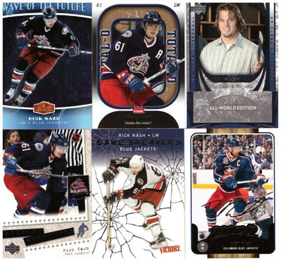 6 x RICK NASH Blue Jackets ErikoisKortteja
