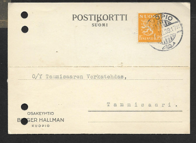 Postil. - Yl.m. 1,25 1930 (LAPE 177) Kuopio 31.3.39