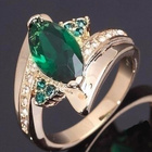 60 .. 18K Gold Oval Fashion Green Emerald .. Sormus - pikkukuva 1
