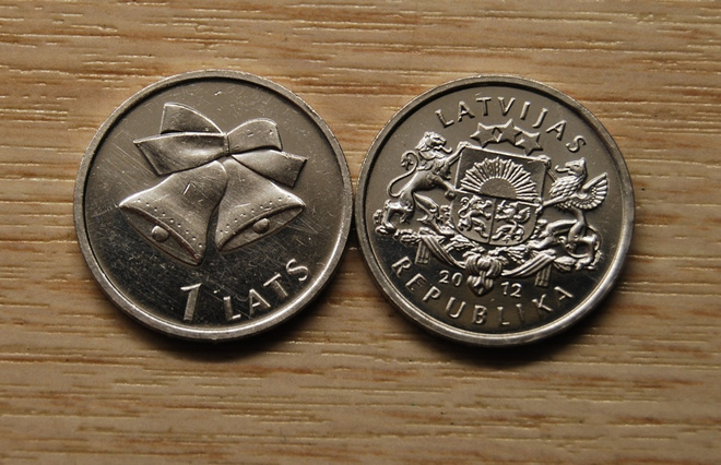 1 lats 2011 Latvia, JOULUKELLOT, Christmas bells