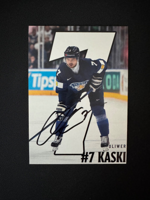 Oliwer Kaski Porin Ässät / Leijonat postikortti nimmarilla