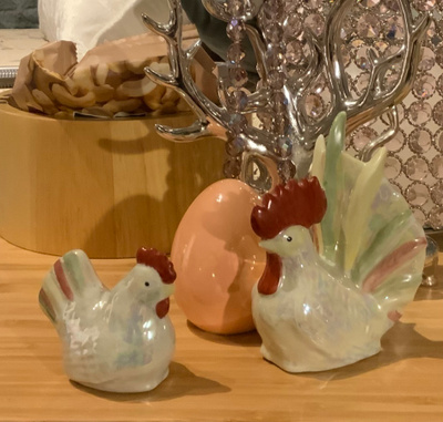 Pääsiäis kukko kana & muna posliinia