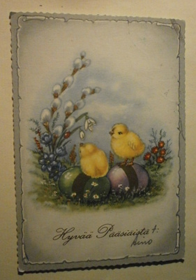 Tipuja, munia, kukkia, vanha Pääsiäispk, p. 1960