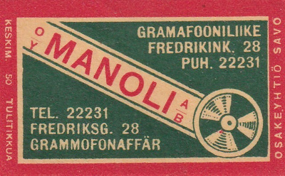 Oy Manoli Ab. Gramofooniliike, Fredrikink. 28. s41