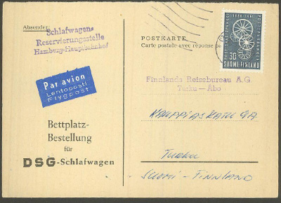 1961 postisäästöpankki vastauskortti lentoteitse  Saksasta
