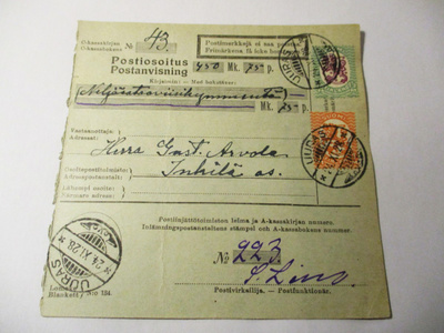 1928 Uuras postiosoitus os Inkilä as.
