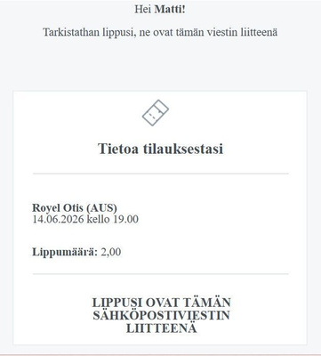 Myydään Allas Live Helsinki Royel Otis (AUS) su 14.06.2026