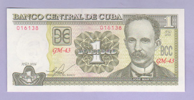 Kuuba 1 Peso v.2016 UNC P-128