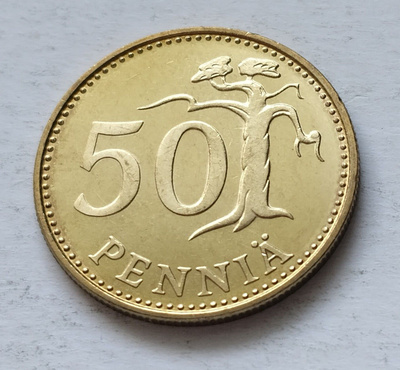 50 penniä, UNC, v. 1989