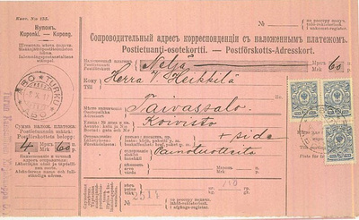 1911 20p 3 kpl postiennakkoristiside