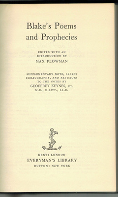Blake's Poems and Prophecies