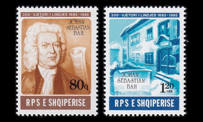 Albania 2254-5 ** Johann Sebastian Bach (1985)