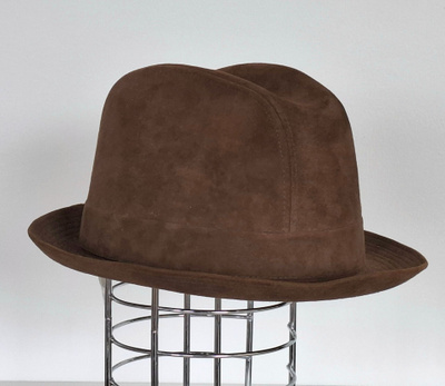 Mokkanahka fedora hattu , koko 58 , vintage , käyttämätön