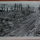 Jatkosota Taistelun Jälkiä Sotapiirros Lindeberg 1942 - pikkukuva 1