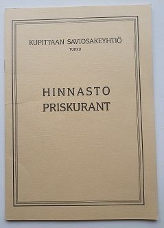 Kupittaan Saviosakeyhtiö Hinnasto Priskurant