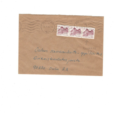 POSTILÄHETYS JYVÄSKYLÄ - OULU  3 KPL 90 P  NUMEROLLA 57