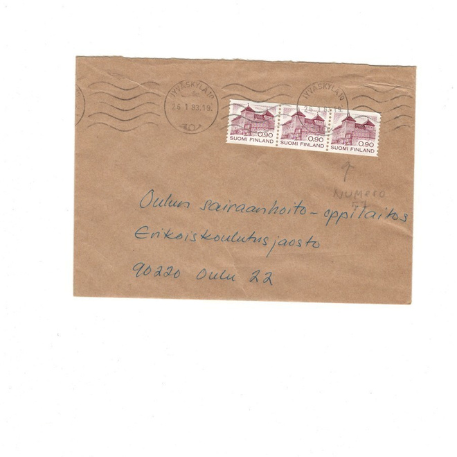 POSTILÄHETYS JYVÄSKYLÄ - OULU  3 KPL 90 P  NUMEROLLA 57