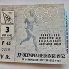 VANHA Pääsylippu Helsinki 1952 Olympia Päättäjäiset 3.8.1952 - pikkukuva 1