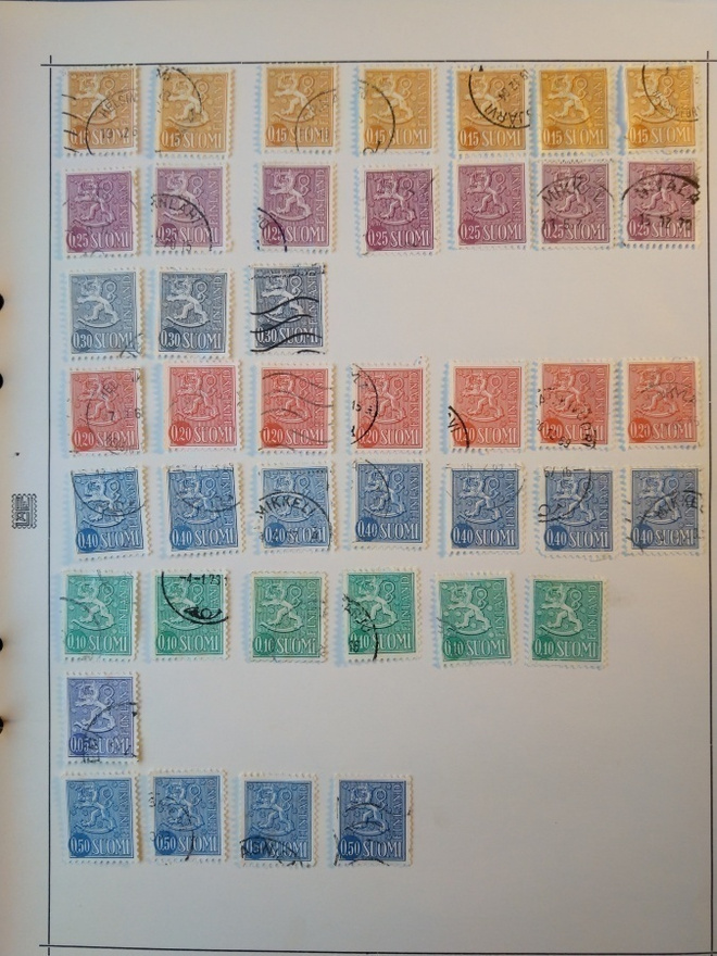 1963 - 1974 käyttösarja Suomi postimerkki 42 kpl