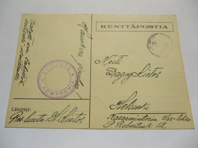 1939 Esikuntakomppania kp kortti