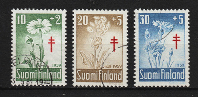 1959 Tuberkuloosi- merkkisarja leimattuna