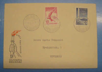 FDC-1952 OlympiaXV1952 Lape hinta 15.00e (105)