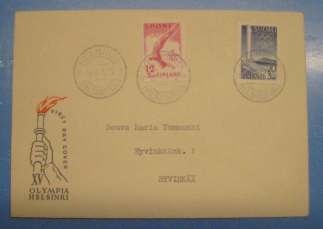FDC-1952 OlympiaXV1952 Lape hinta 15.00e (105)