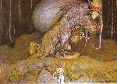 John Bauer: Poika kohtaa peikon metsässä