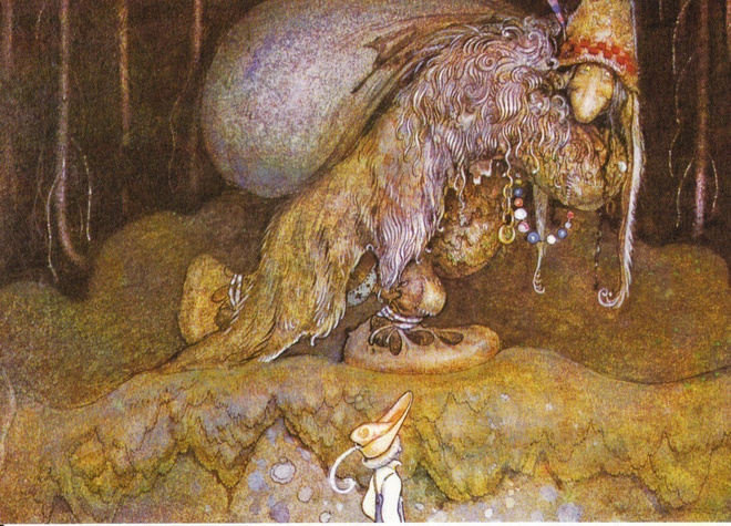 John Bauer: Poika kohtaa peikon metsässä