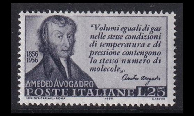 Italia 972 ** Fyysikko Amadeo Avogadro (1956)