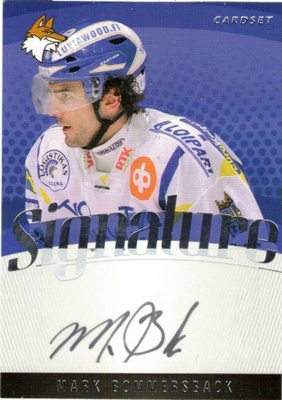 2011-12 Cardset MARK BOMMERSBACK Lukko Signature nimmari