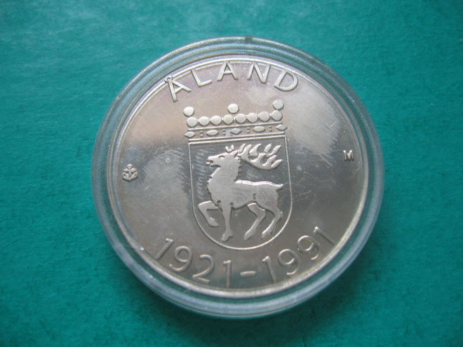 100 mk hopea juhlaraha Ahvenanmaa - 1991