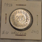 Hopearaha 200 markkaa 1957, Suomi, 8,3 g Ag500 - pikkukuva 1