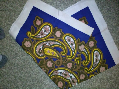 RETRO sinikuviollinen pöytäliina 60-luvulta