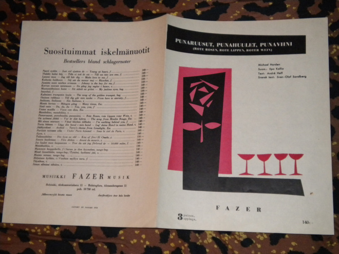 Nuottivihko - OLAVI VIRTA - Punaruusut,punahuulet,punaviini
