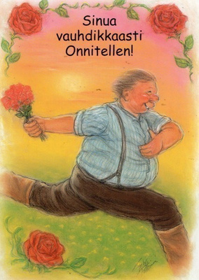 Postikortti Terho Peltoniemi Sinua vauhdikkaasti Onnitellen.