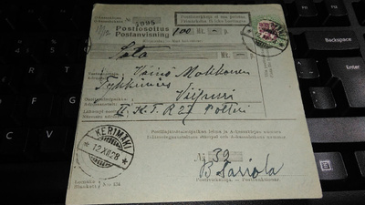 Kerimäki - Viipuri Sotilaspostia 1928 26/1