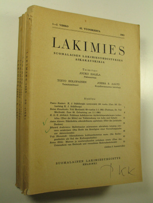 Jouko (toim.) Halila : Lakimies, 63. vuosikerta (1965), n...